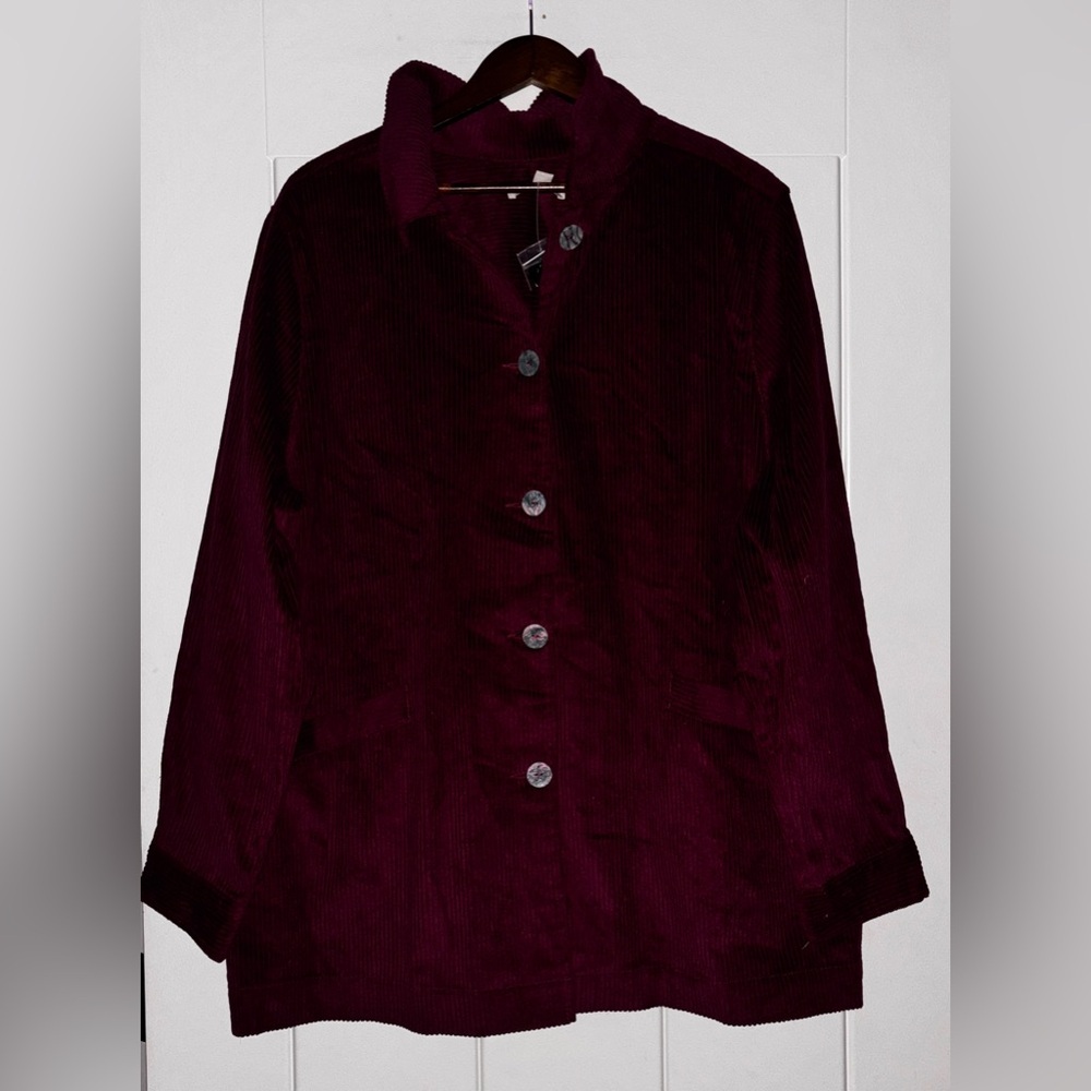 Women‎ Within Wide Wale Corduroy Shirt 1X Button Down Long Sleeve Cabincore NWOT